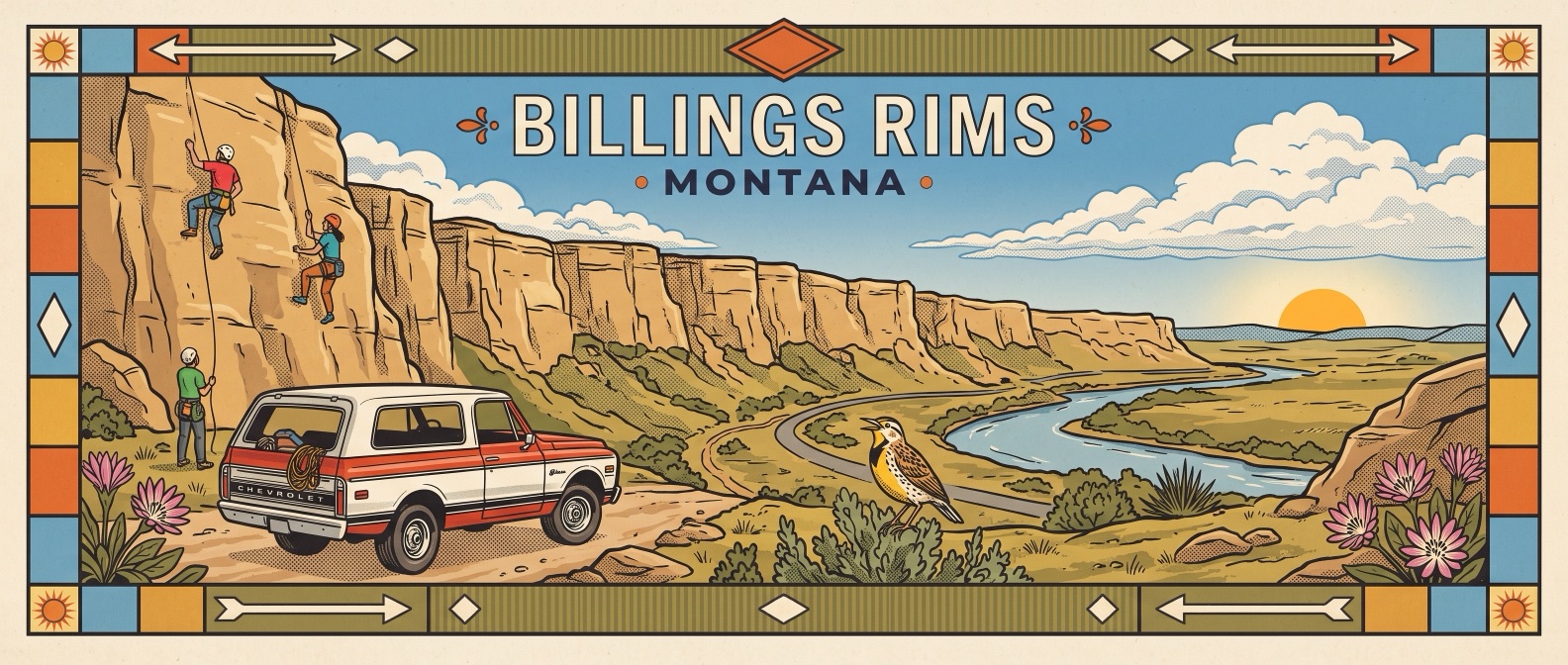 Billings Rimrocks poster-style illustration