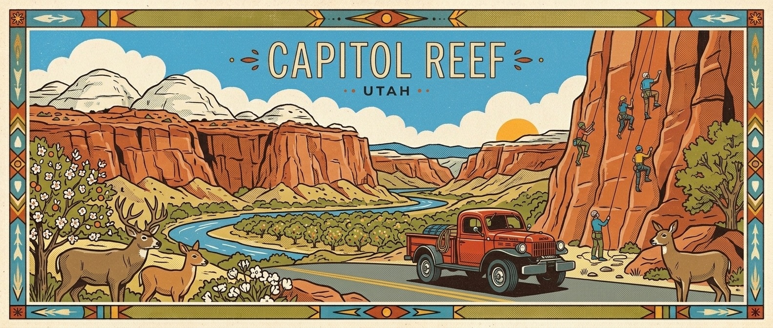 Capitol Reef National Park poster-style illustration