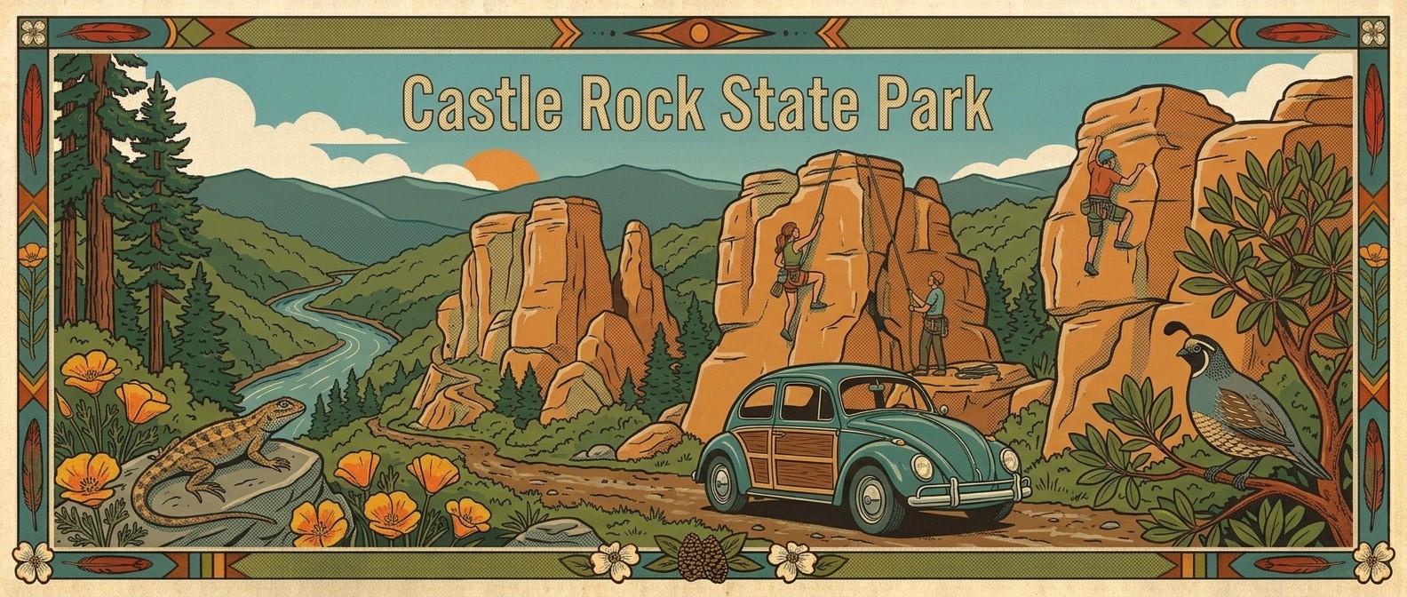 Castle Rock State Park poster-style illustration