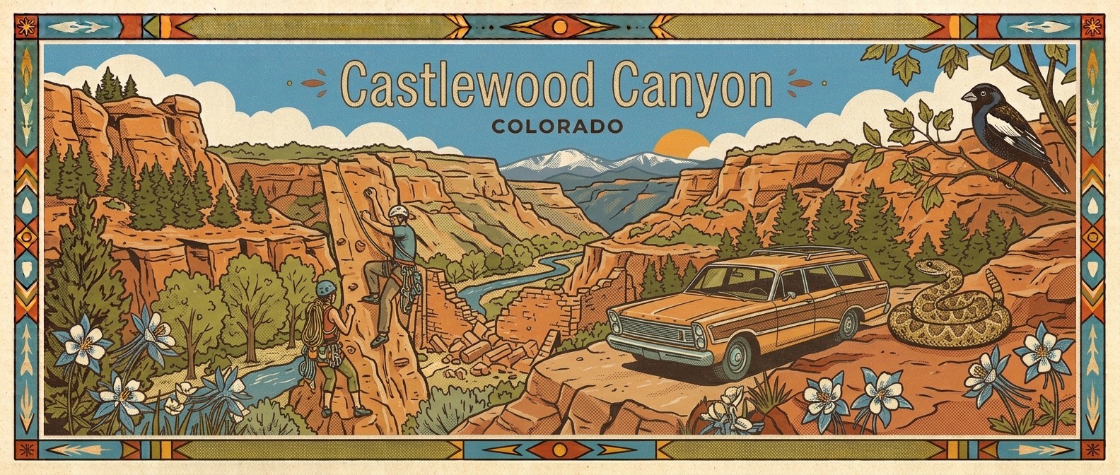 Castlewood Canyon poster-style illustration