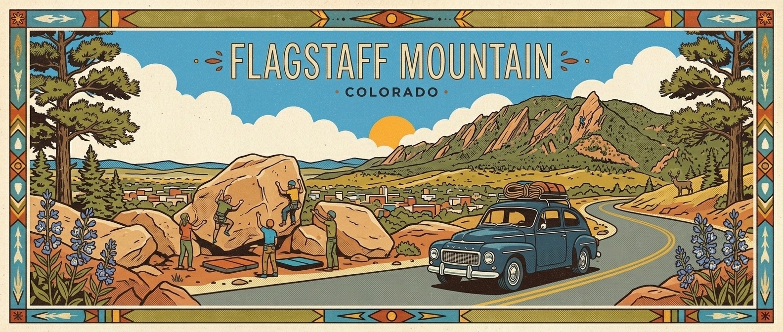 Flagstaff Mountain poster-style illustration