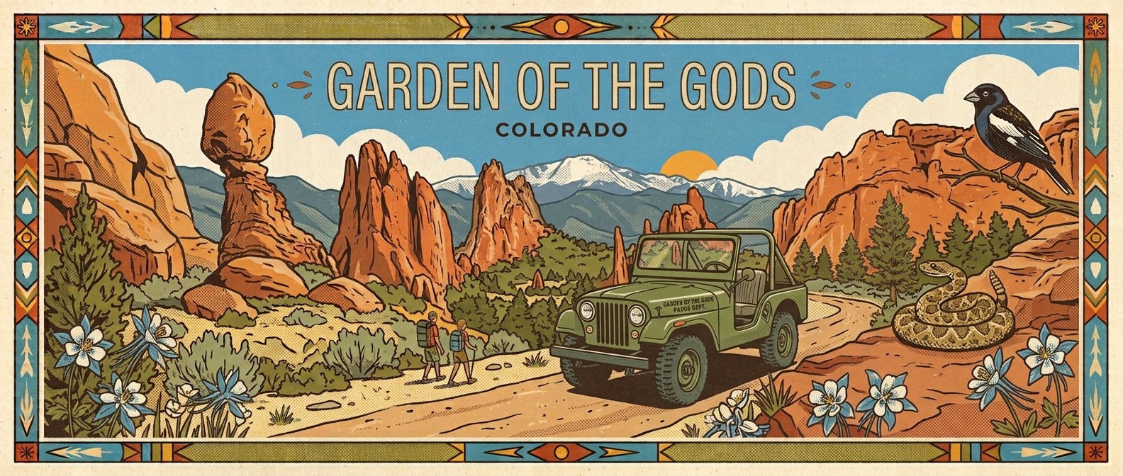 Garden of the Gods poster-style illustration