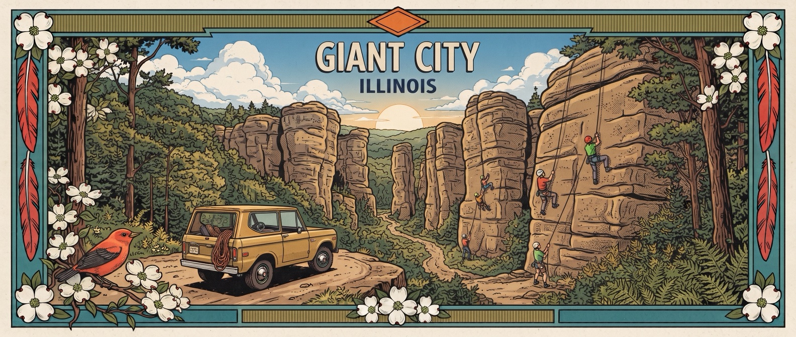 Giant City State Park poster-style illustration