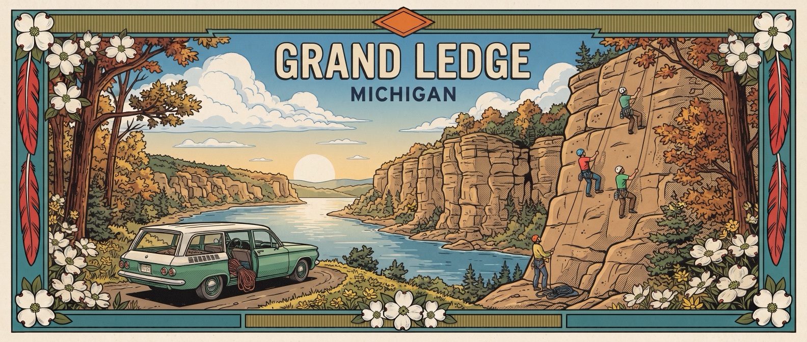 Grand Ledge poster-style illustration