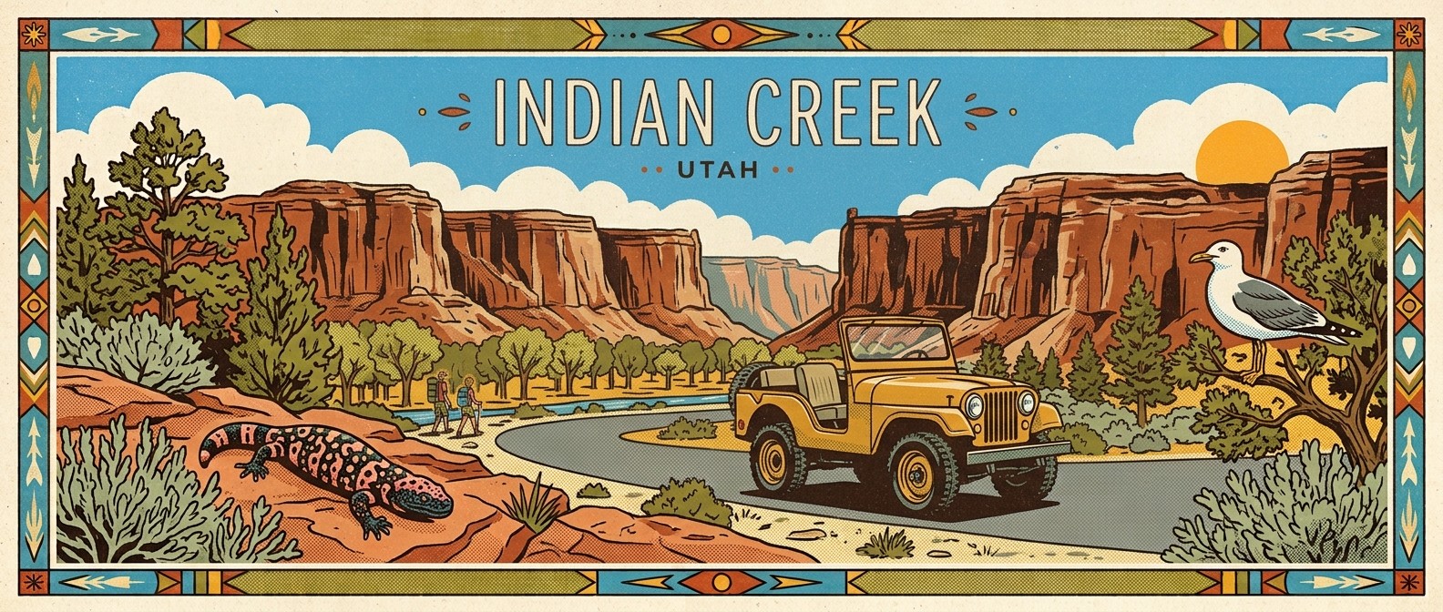 Indian Creek poster-style illustration