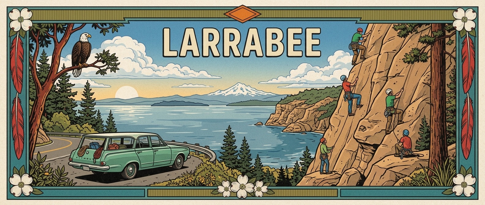 Larrabee State Park (Chuckanut) poster-style illustration