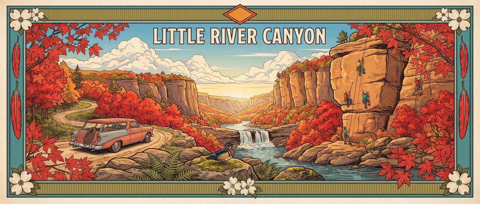Little River Canyon poster-style illustration