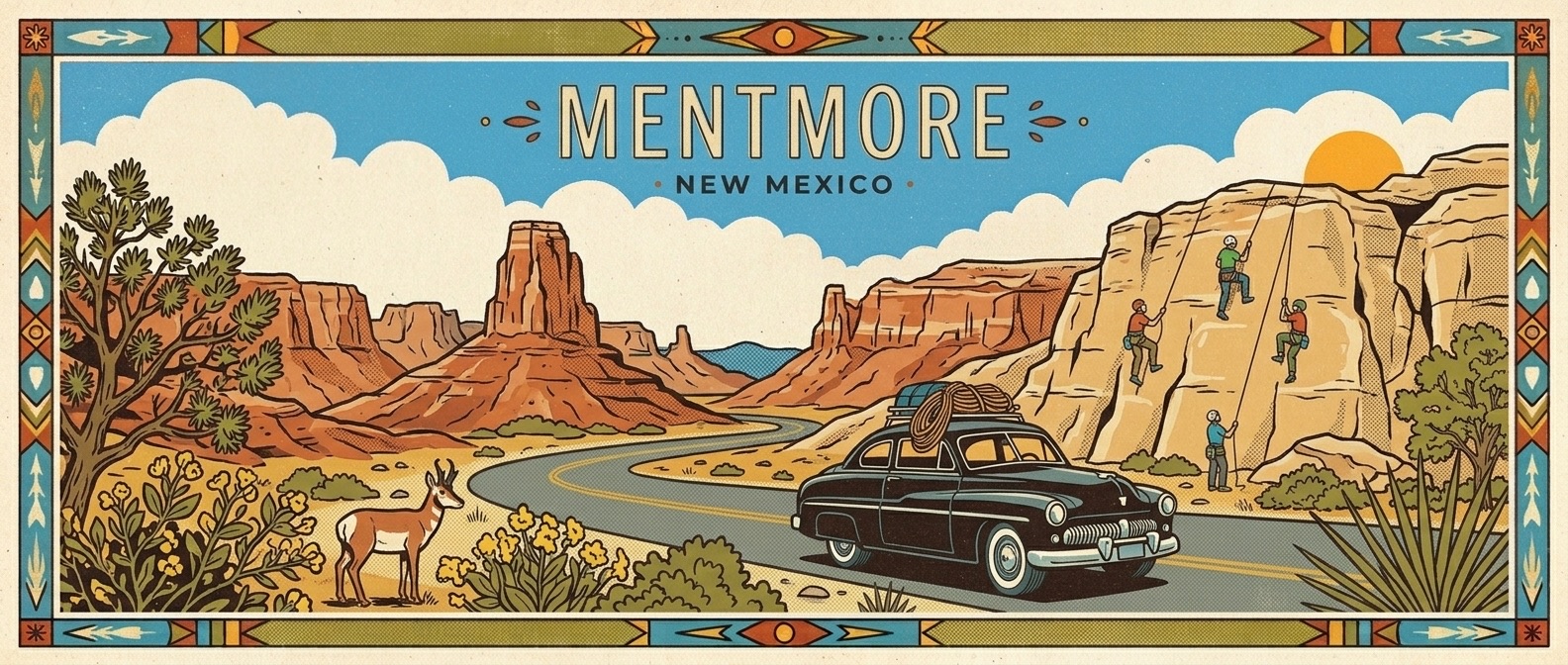 Mentmore (Gallup) poster-style illustration
