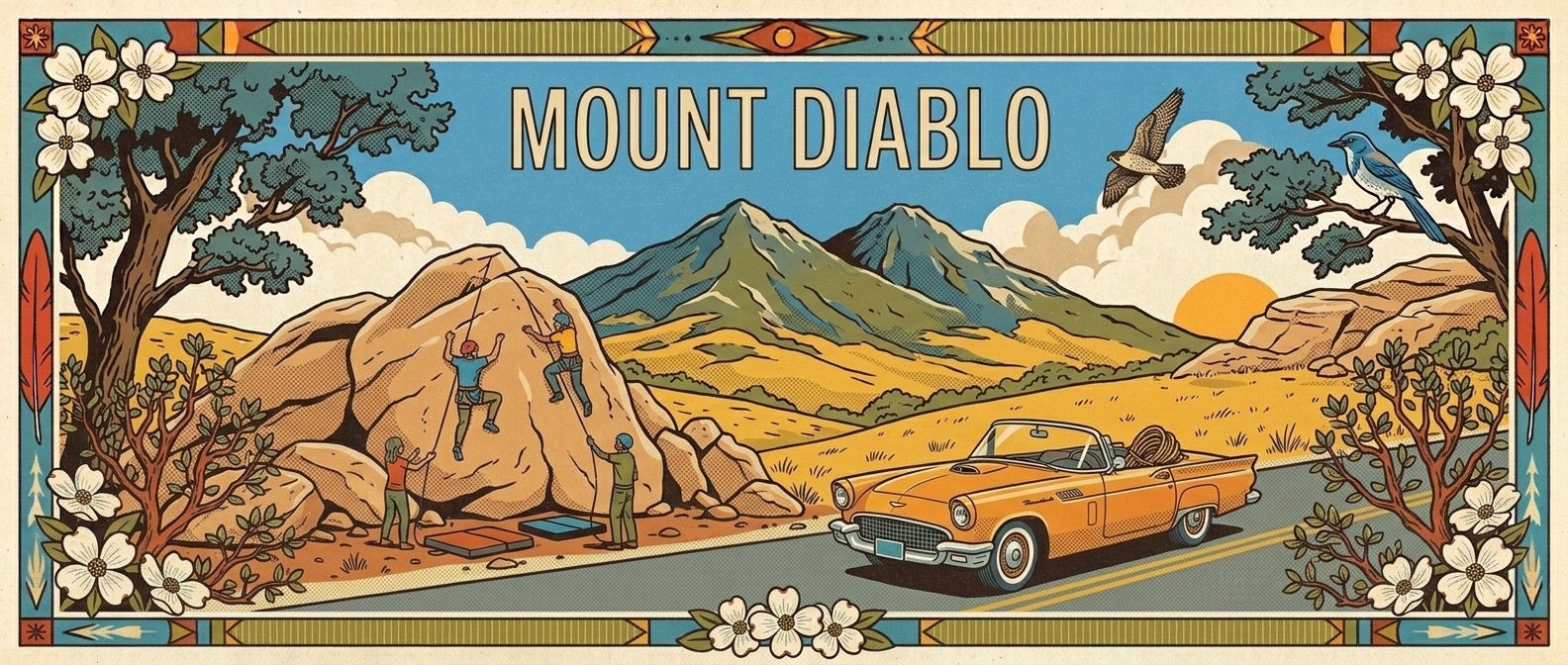 Mount Diablo State Park poster-style illustration