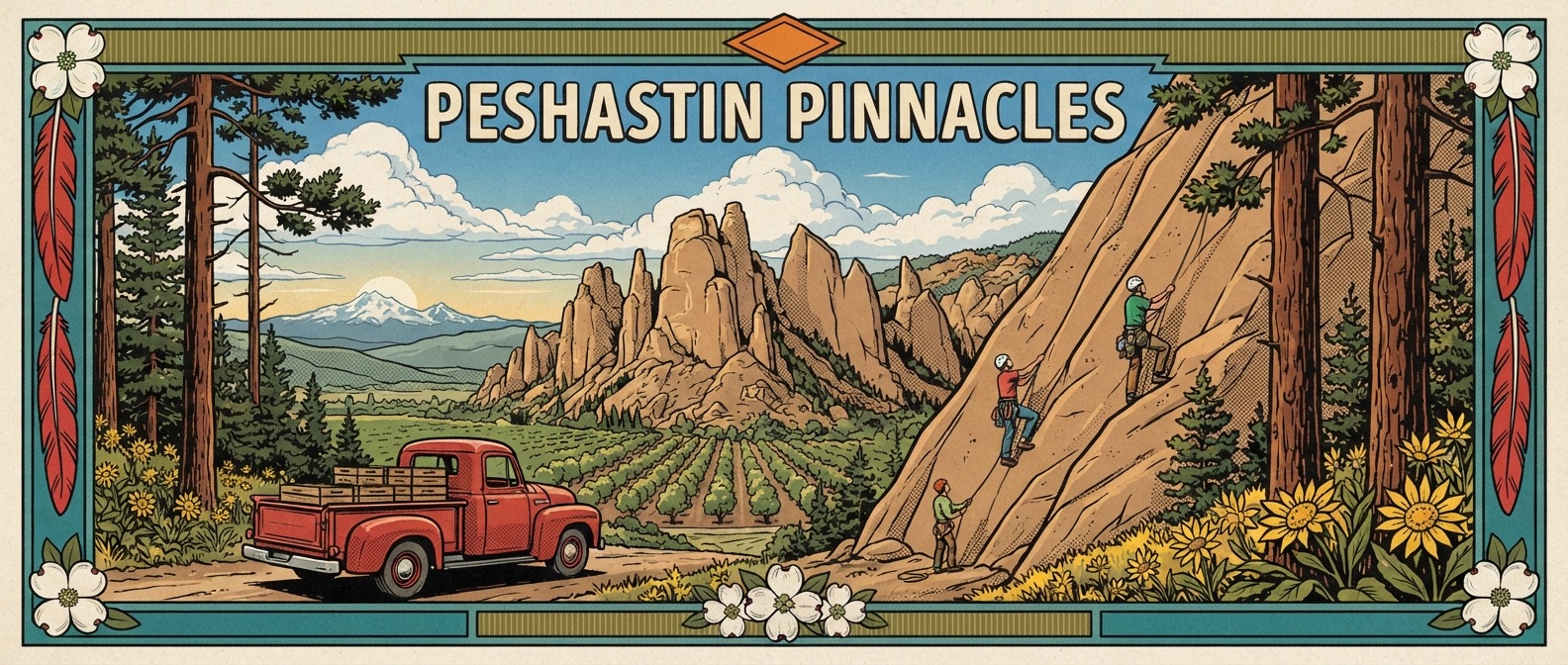 Peshastin Pinnacles State Park poster-style illustration