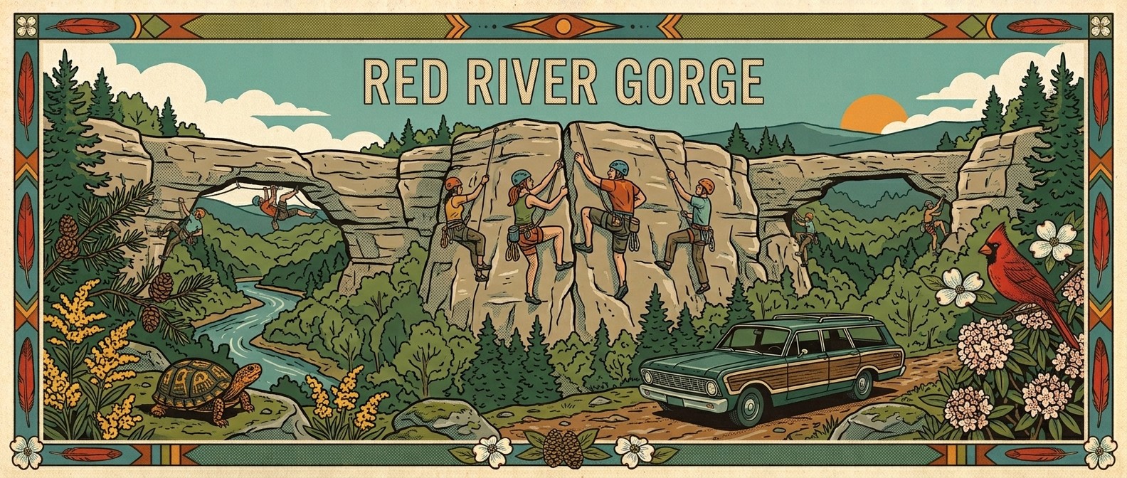 Red River Gorge poster-style illustration