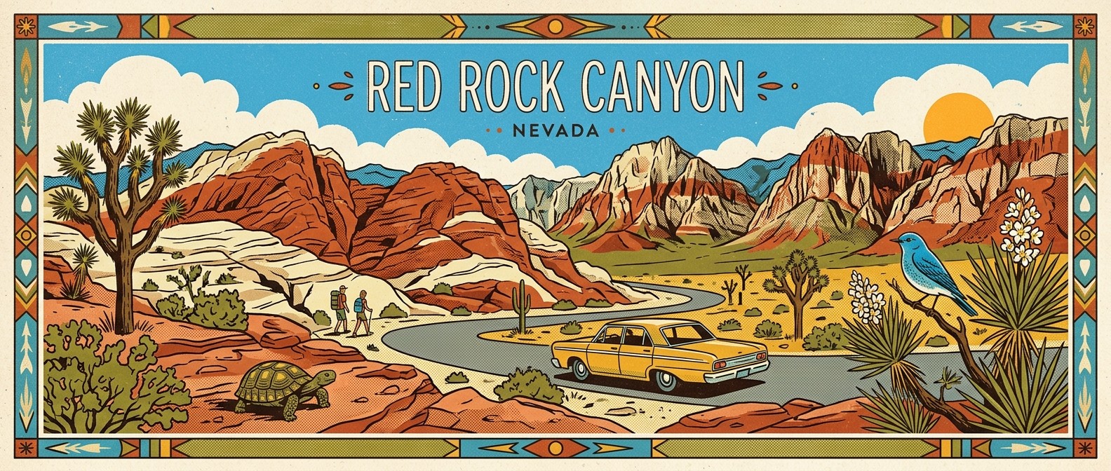 Red Rock Canyon poster-style illustration