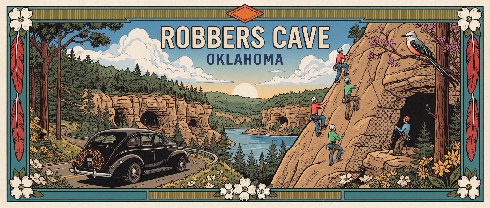 Robbers Cave State Park poster-style illustration