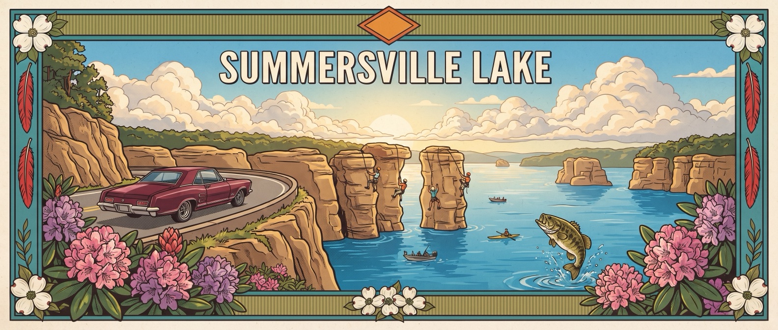 Summersville Lake poster-style illustration